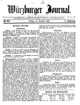 Würzburger Journal Dienstag 18. November 1862