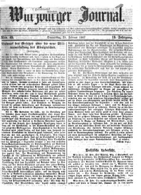 Würzburger Journal Donnerstag 21. Februar 1867