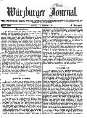 Würzburger Journal Montag 16. Dezember 1867