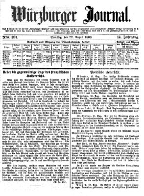 Würzburger Journal Samstag 22. August 1868