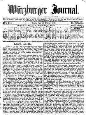 Würzburger Journal Montag 12. Oktober 1868