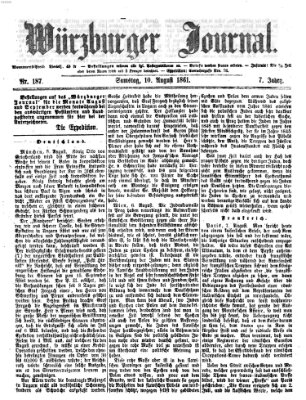 Würzburger Journal Samstag 10. August 1861
