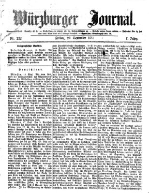 Würzburger Journal Freitag 20. September 1861