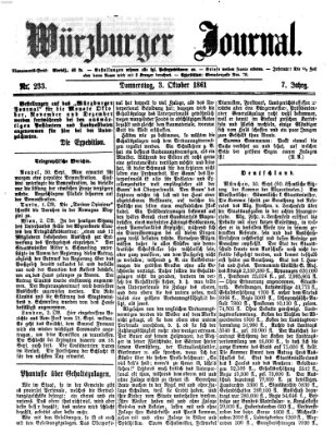 Würzburger Journal Donnerstag 3. Oktober 1861