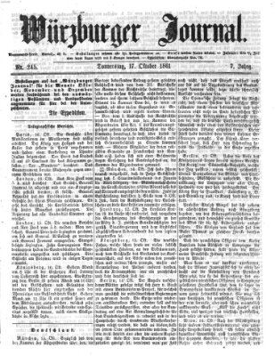 Würzburger Journal Donnerstag 17. Oktober 1861