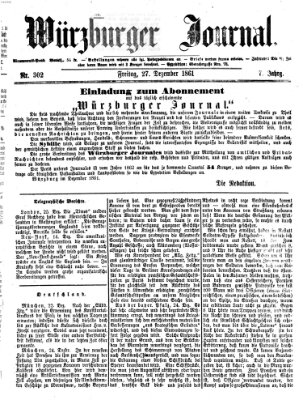 Würzburger Journal Freitag 27. Dezember 1861