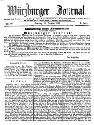 Würzburger Journal Samstag 28. Dezember 1861