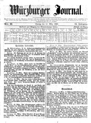 Würzburger Journal Dienstag 17. März 1868