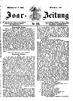 Isar-Zeitung (Bayerische Landbötin) Mittwoch 24. April 1861
