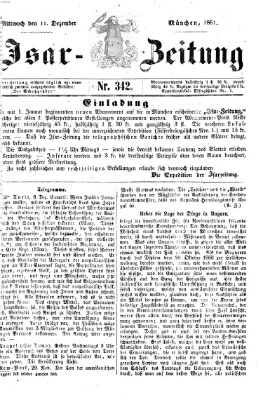 Isar-Zeitung (Bayerische Landbötin) Mittwoch 11. Dezember 1861