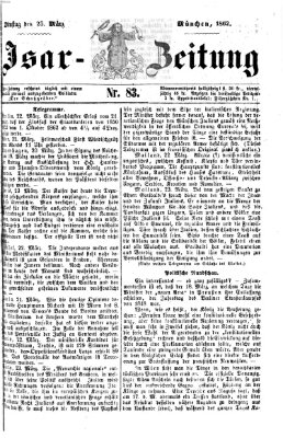 Isar-Zeitung (Bayerische Landbötin) Dienstag 25. März 1862