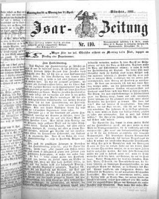 Isar-Zeitung (Bayerische Landbötin) Sonntag 20. April 1862