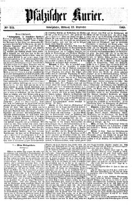 Pfälzischer Kurier Mittwoch 13. September 1865