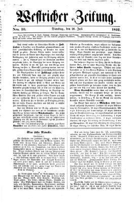 Westricher Zeitung Dienstag 20. Juli 1852