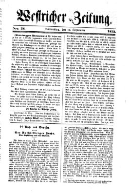 Westricher Zeitung Donnerstag 16. September 1852
