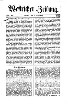 Westricher Zeitung Sonntag 19. September 1852