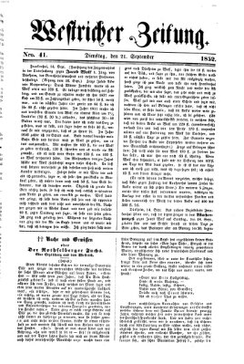 Westricher Zeitung Dienstag 21. September 1852