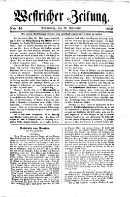 Westricher Zeitung Donnerstag 30. September 1852