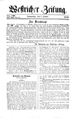Westricher Zeitung Donnerstag 7. Oktober 1852