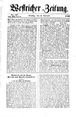 Westricher Zeitung Dienstag 16. November 1852