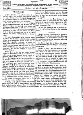 Westricher Zeitung Freitag 16. September 1853