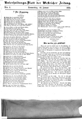 Westricher Zeitung Donnerstag 13. Januar 1853