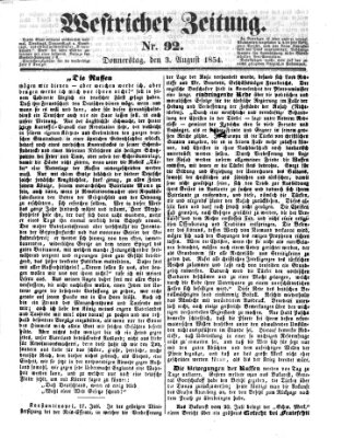 Westricher Zeitung Donnerstag 3. August 1854