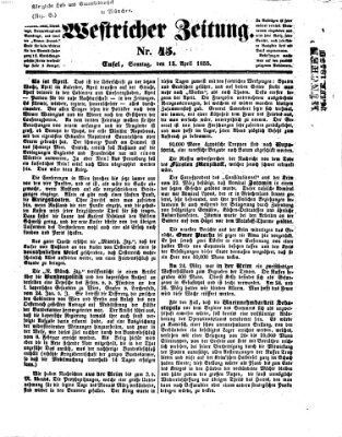 Westricher Zeitung Sonntag 15. April 1855
