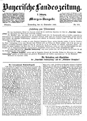 Bayerische Landeszeitung Donnerstag 16. September 1869