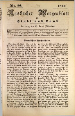 Ansbacher Morgenblatt für Stadt und Land (Ansbacher Morgenblatt) Freitag 20. Juni 1845