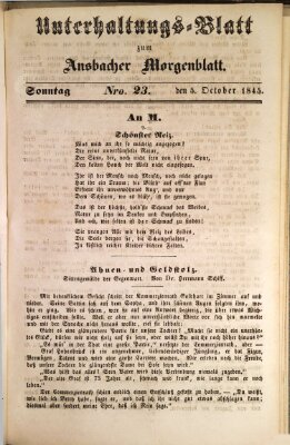 Ansbacher Morgenblatt für Stadt und Land (Ansbacher Morgenblatt) Sonntag 5. Oktober 1845