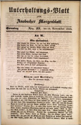 Ansbacher Morgenblatt für Stadt und Land (Ansbacher Morgenblatt) Sonntag 16. November 1845