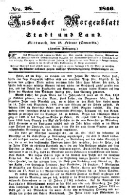 Ansbacher Morgenblatt für Stadt und Land (Ansbacher Morgenblatt) Mittwoch 18. Februar 1846