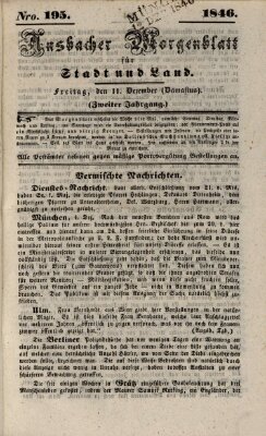 Ansbacher Morgenblatt für Stadt und Land (Ansbacher Morgenblatt) Freitag 11. Dezember 1846
