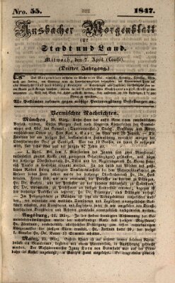 Ansbacher Morgenblatt für Stadt und Land (Ansbacher Morgenblatt) Mittwoch 7. April 1847