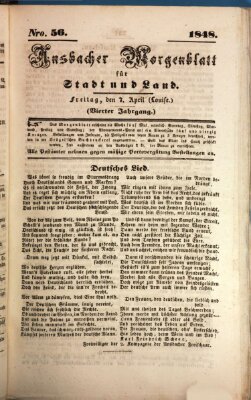 Ansbacher Morgenblatt für Stadt und Land (Ansbacher Morgenblatt) Freitag 7. April 1848