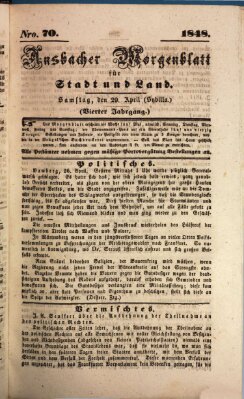 Ansbacher Morgenblatt für Stadt und Land (Ansbacher Morgenblatt) Samstag 29. April 1848
