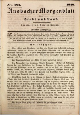 Ansbacher Morgenblatt für Stadt und Land (Ansbacher Morgenblatt) Sonntag 8. Oktober 1848