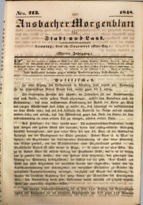 Ansbacher Morgenblatt für Stadt und Land (Ansbacher Morgenblatt) Samstag 18. November 1848