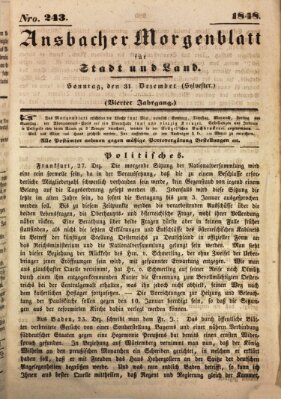 Ansbacher Morgenblatt für Stadt und Land (Ansbacher Morgenblatt) Sonntag 31. Dezember 1848