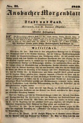 Ansbacher Morgenblatt für Stadt und Land (Ansbacher Morgenblatt) Mittwoch 31. Januar 1849