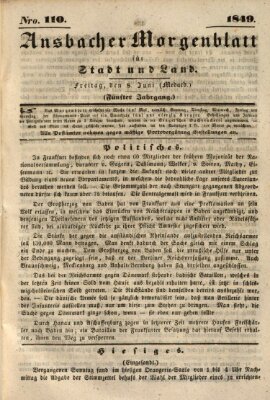 Ansbacher Morgenblatt für Stadt und Land (Ansbacher Morgenblatt) Freitag 8. Juni 1849