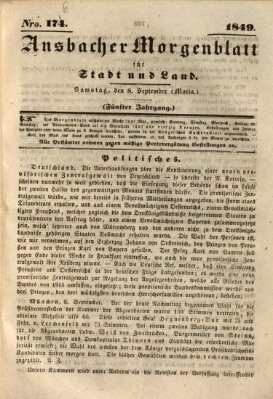 Ansbacher Morgenblatt für Stadt und Land (Ansbacher Morgenblatt) Samstag 8. September 1849