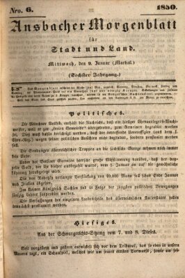 Ansbacher Morgenblatt für Stadt und Land (Ansbacher Morgenblatt) Mittwoch 9. Januar 1850