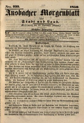 Ansbacher Morgenblatt für Stadt und Land (Ansbacher Morgenblatt) Mittwoch 27. November 1850