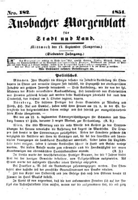 Ansbacher Morgenblatt für Stadt und Land (Ansbacher Morgenblatt) Mittwoch 17. September 1851