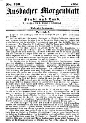 Ansbacher Morgenblatt für Stadt und Land (Ansbacher Morgenblatt) Dienstag 2. Dezember 1851