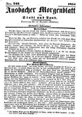 Ansbacher Morgenblatt für Stadt und Land (Ansbacher Morgenblatt) Sonntag 14. Dezember 1851