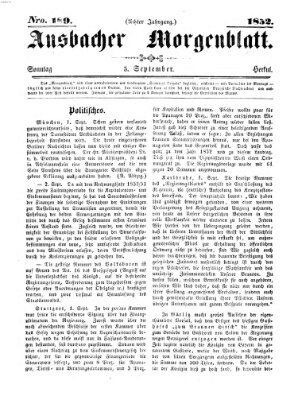 Ansbacher Morgenblatt Sonntag 5. September 1852