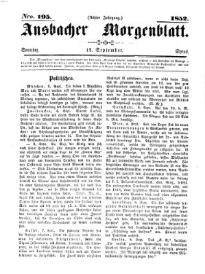 Ansbacher Morgenblatt Sonntag 12. September 1852